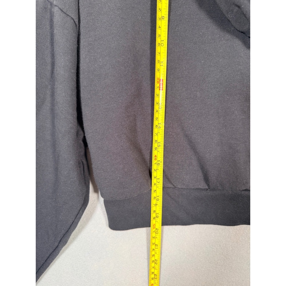 Adidas Womens Quarter Zip Cropped Hoodie Black White Stripes XS - Picture 6 of 7
